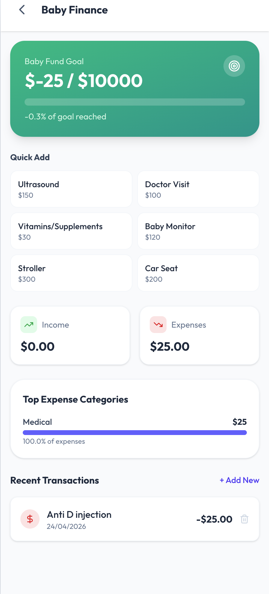 Finance Tracker Screen